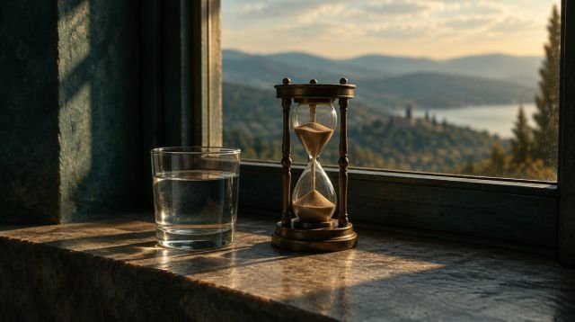 Orucu Kazayı Gerektiren Haller – pencere önünde su bardağı ve kum saati